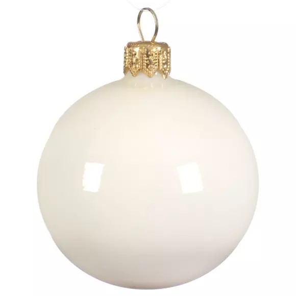 Lote de 4 bolas de Navidad en vidrio (D100 mm) Artico  brillante Blanco lana  2
