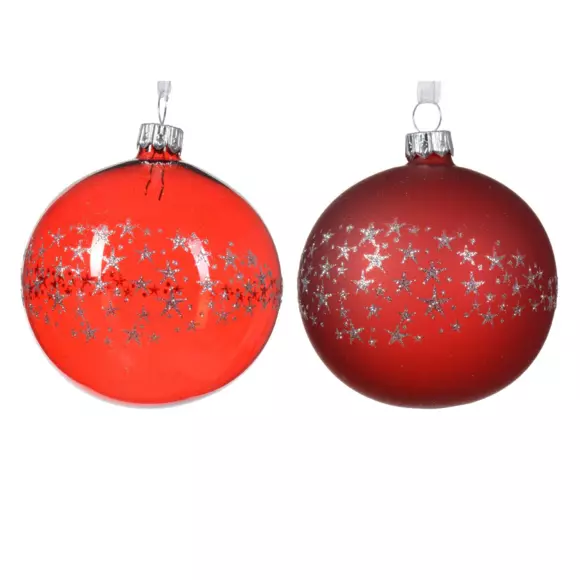Lot de 6 boules de Noël (D80 mm) en verre Koss Rouge 2