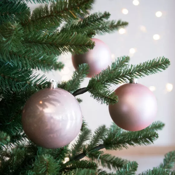 Lote de 4 bolas de Navidad (D100 mm) Alpine Rosa palo 2