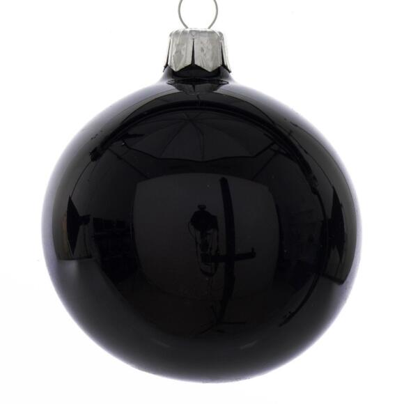 Lot de 6 boules de Noël en verre (D80 mm) Arctique brillantes Noir  2