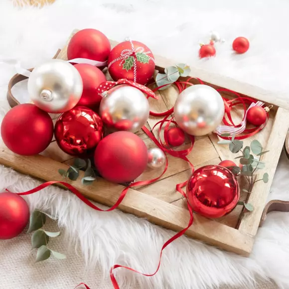 4er set Weihnachtskugeln aus Glas (D100 mm) Arctique Matt Rot  2