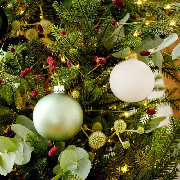 Set van 6 glazen kerstballen (D80 mm) Arctique mat wolwit  3