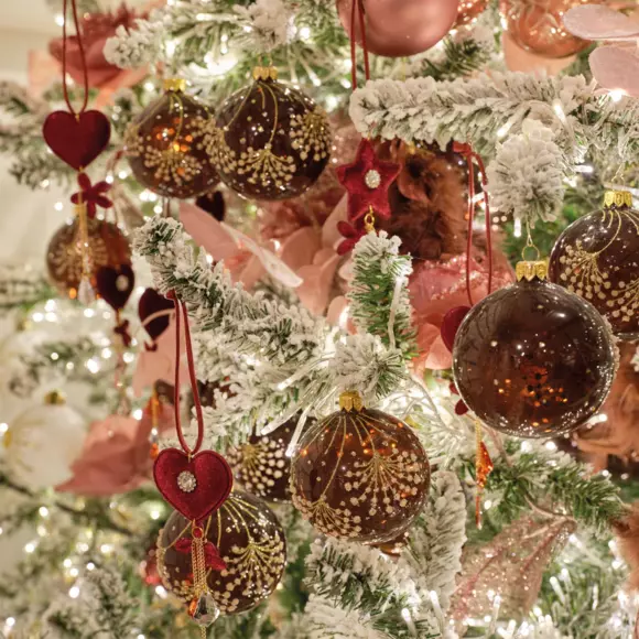 Lot de 6 boules de Noël en verre (D80 mm) Clarie Acajou  2