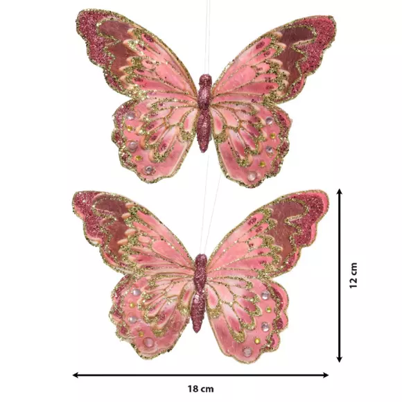 Lot de 2 papillons Kerwan Rose 3