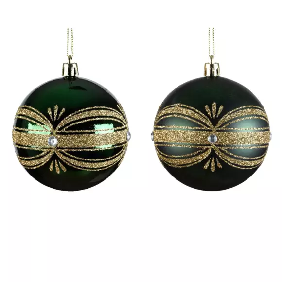 Lot de 12 boules de Noël (D80 mm) Glory Vert sapin 2