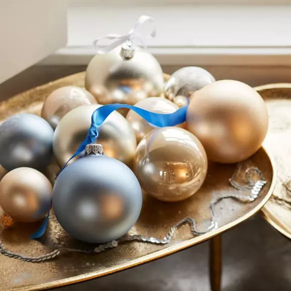 Lot de 6 boules de Noël en verre (D80 mm) Arctique mates Perle  2