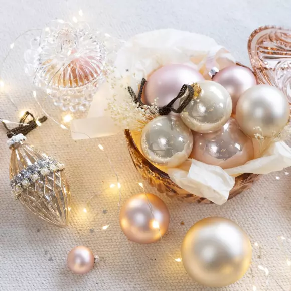 Lot de 6 boules de Noël en verre (D80 mm) Arctique mates Perle  3