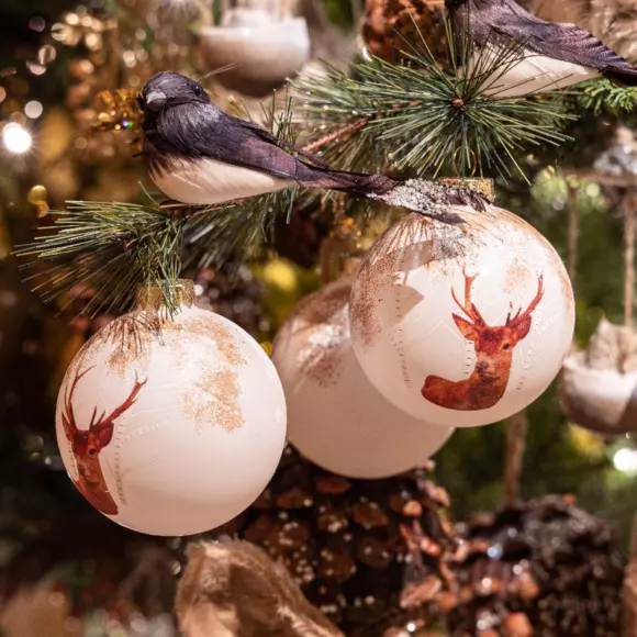 Lote de 3 bolas de Navidad (D80 mm) en vidrio Comète  Blanco 3