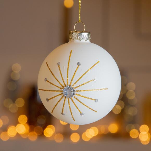 Confezione di 3 palline di Natale (D80 mm) in vetro Zoy Bianco panna 2