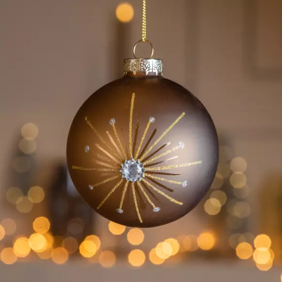 Lote de 3 bolas de Navidad (D80 mm) en vidrio Zoy Café jengibre 2