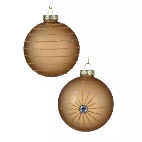 Lote de 3 bolas de Navidad (D80 mm) en vidrio Zoy Café jengibre 3