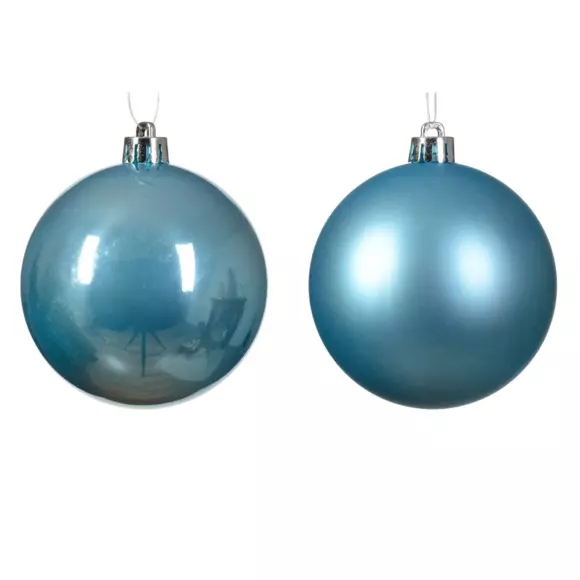 Lote de 6 bolas de Navidad (D80 mm) Alpine Azul destello 2