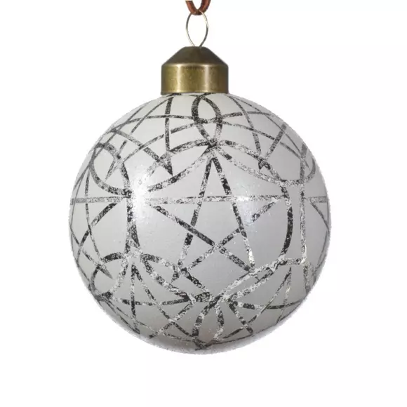Lote de 3 bolas de Navidad (D80 mm) en vidrio Vril Blanco 3