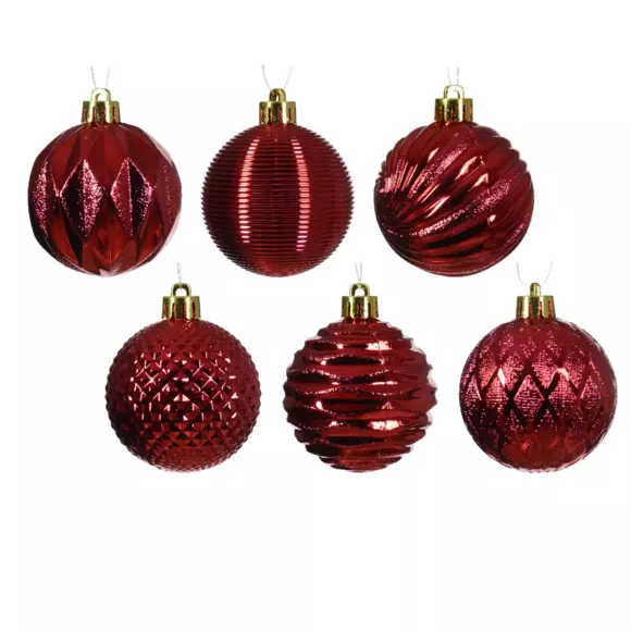 Lote de 12 bolas de Navidad (D60 mm) Jem Rojo 2