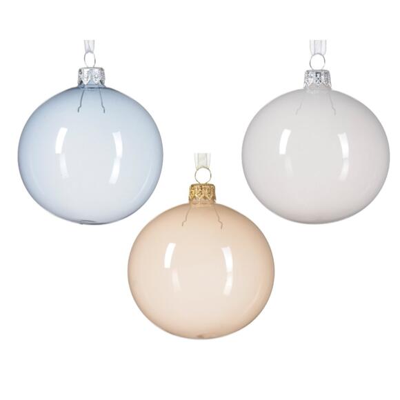 Lot de 6 boules de Noël (D80 mm) en verre Pilma Perle, blanc et  Bleu vaporeux 2