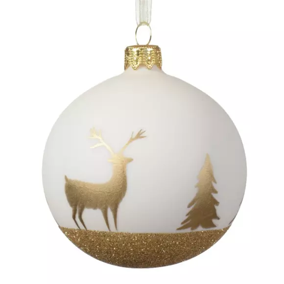 Lot de 6 boules de Noël (D80 mm) en verre Rafy Blanc laine 2