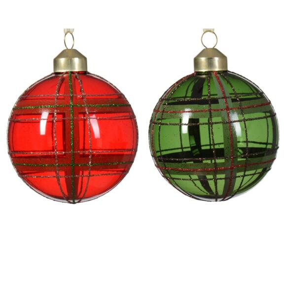 Confezione di 12 palline di Natale (D80 mm) in vetro Lauri Rosso 2