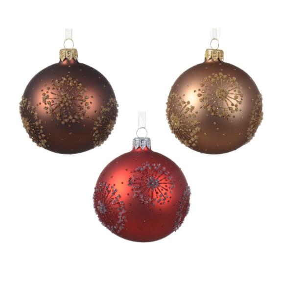 Confezione di 6 palline di Natale (D80 mm) in vetro Eline Rosso, caffè e Ginger 2