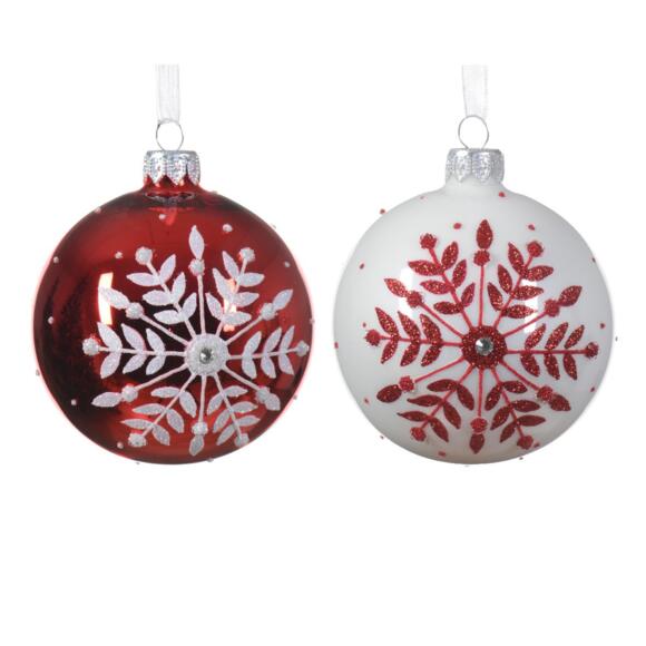 Confezione di 6 palline di Natale (D80 mm) in vetro Carla Rosso 2