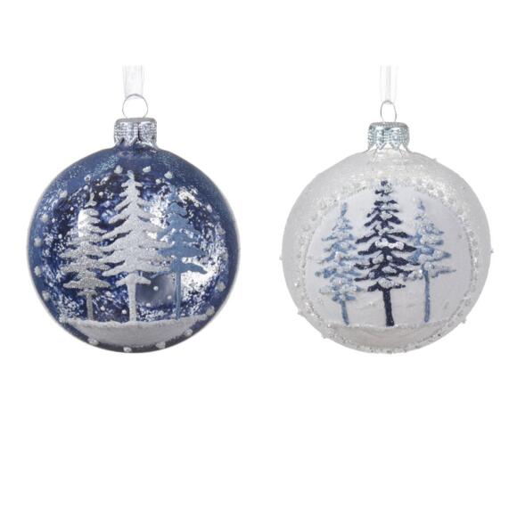 Lote de 6 bolas de Navidad (D80 mm) en vidrio Forêt de sapins  Azul 3