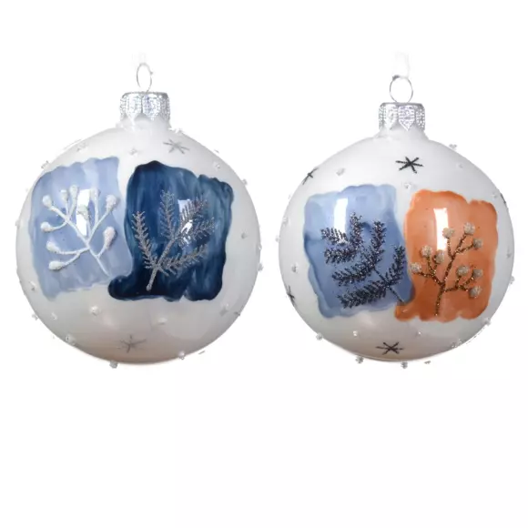 Lot de 6 boules de Noël (D80 mm) en verre Herbier Blanc 2
