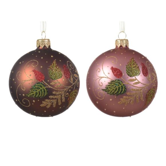 Set van 6 kerstballen (D80 mm) en verre Bourgeon oudroze 2