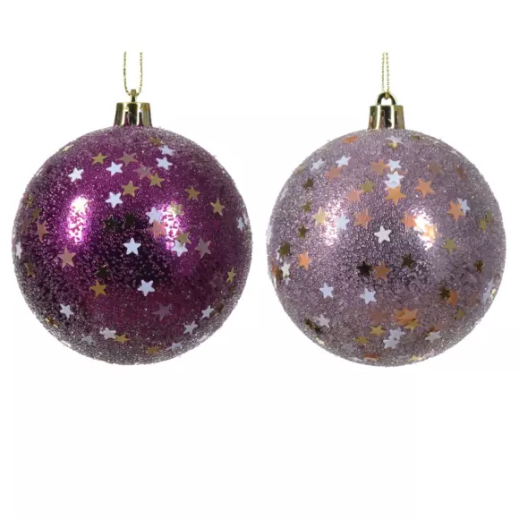 Lot de 12 boules de Noël (D80 mm) Préa Violet 2