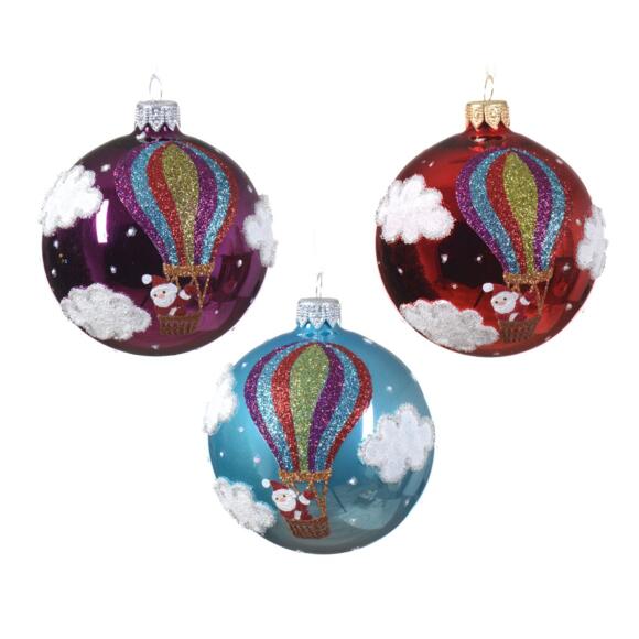 Lot de 6 boules de Noël (D80 mm) en verre Montgolfière Multicolore 2