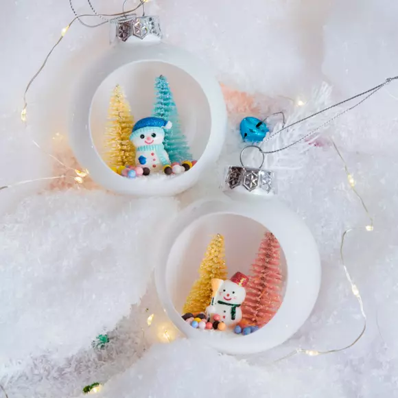 Lote de 12 bolas de Navidad (D80 mm) Bouli Blanco 2