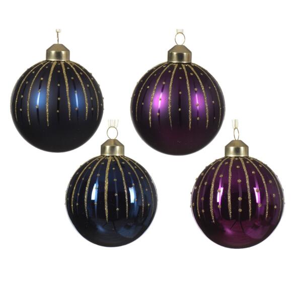 Lote de 12 bolas de Navidad (D80 mm) en verre Tala Violeta 2