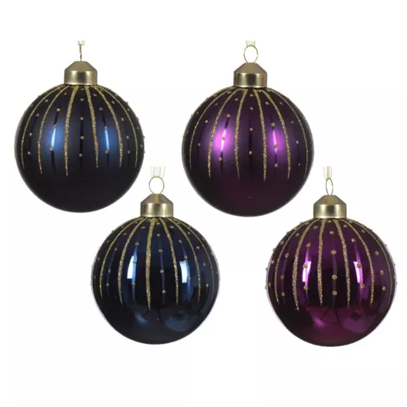12er Set Weihnachtskugeln (D80 mm) aus Glas Tala Lila 2