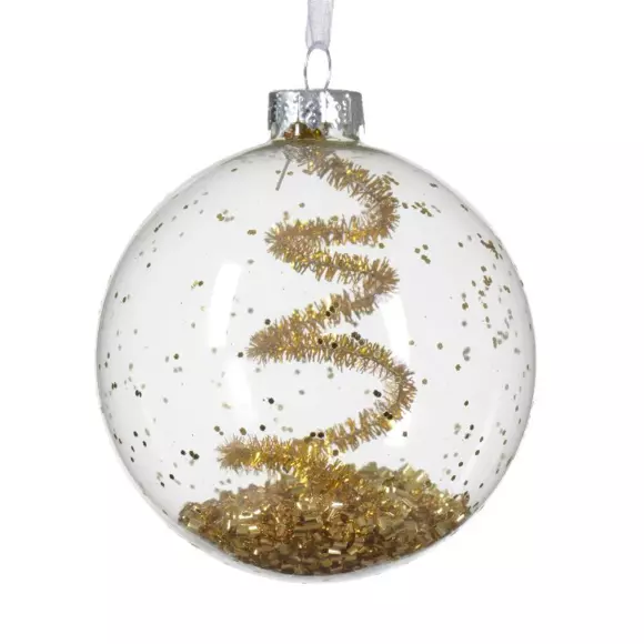 Lote de 3 bolas de Navidad (D80 mm) en vidrio Lux Oro 2