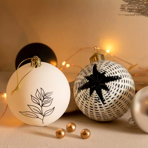Set van 12 kerstballen (D80 mm) en verre Styl Wit 2