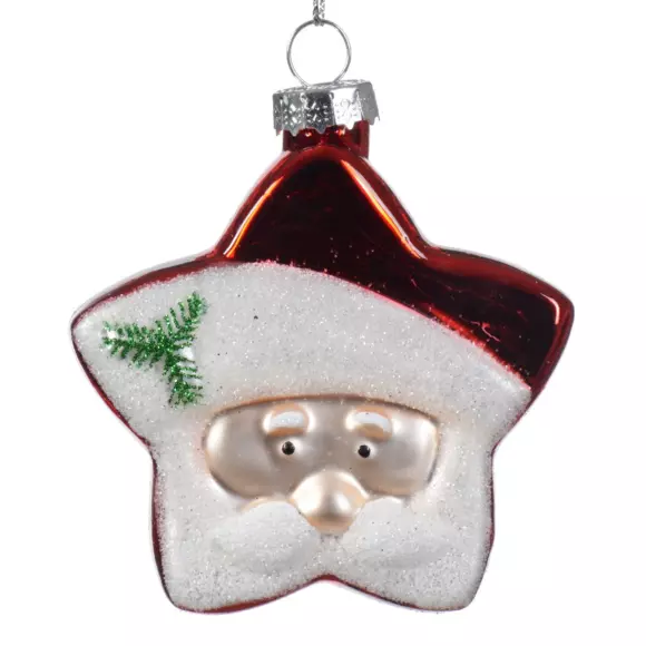 Lot de 12 boules de Noël (D80 mm) en verre Etoiles Santa Rouge 3