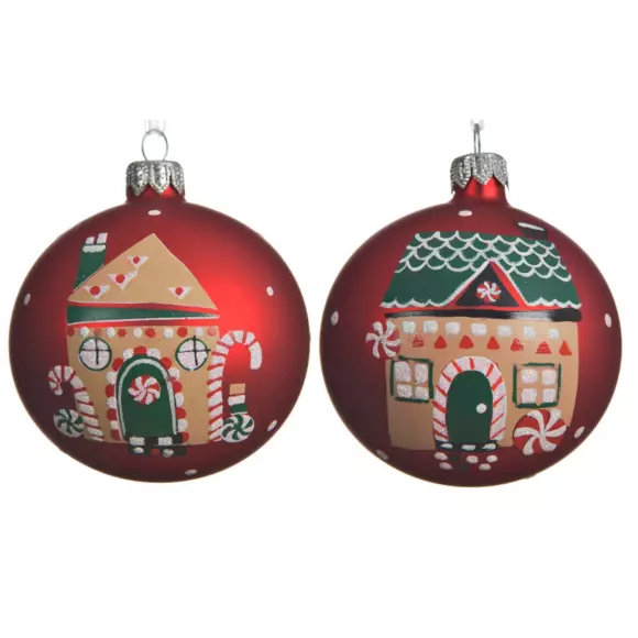 Lote de 6 bolas de Navidad en vidrio (D80 mm) Hansel Rojo  2