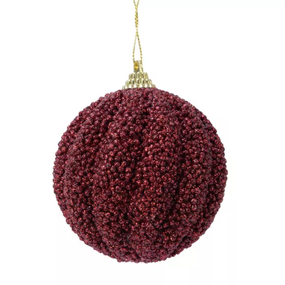 Lot de 12 boules de Noël (D80 mm) Etincelle Bordeaux