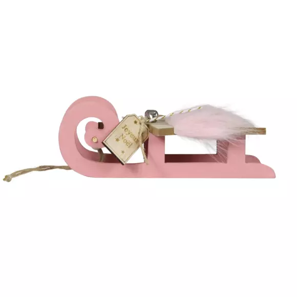 Luge de madera para colgar Trineo de madera peluda Rosa 2