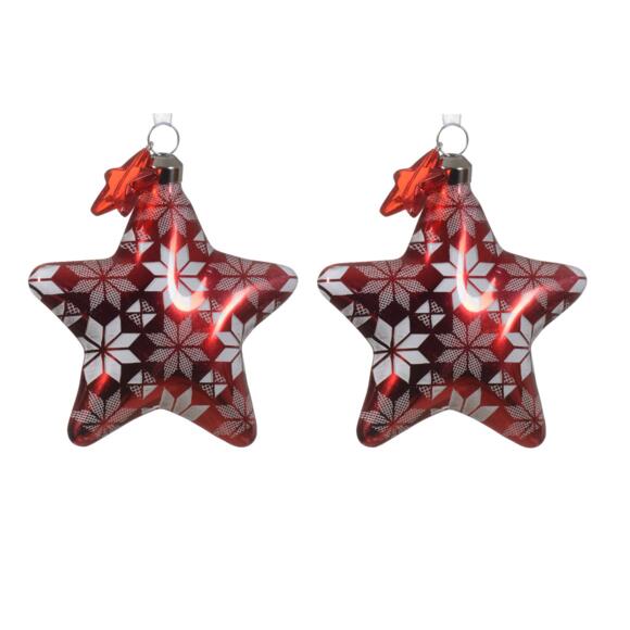 Lote de 2 estrellas de Navidad en vidrio Floconées  Rojo 2