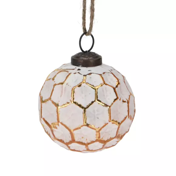 Lot de 6 boules de Noël (D80 mm) Nid d'abeilles Blanc 2
