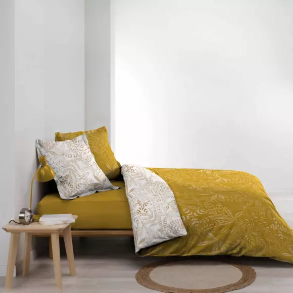 Housse de couette et deux taies coton (260 cm) Belflor Jaune et Or 3