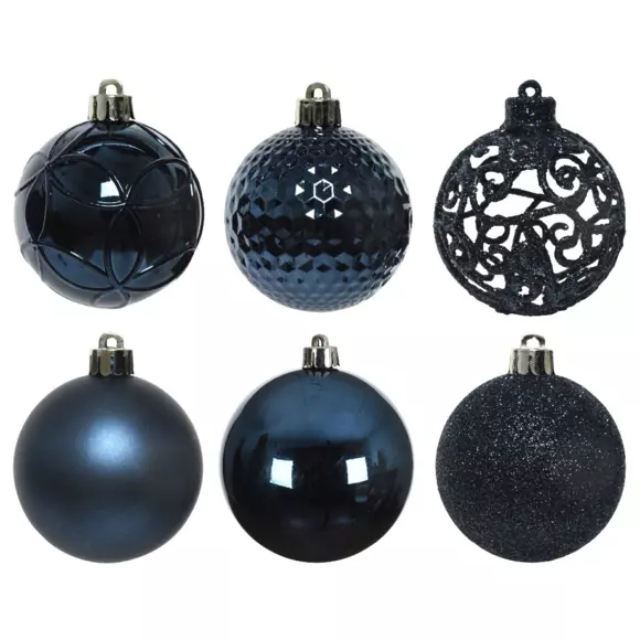 Set van 37 kerstballen (D60 mm) Alpine Mix donkerblauw 2