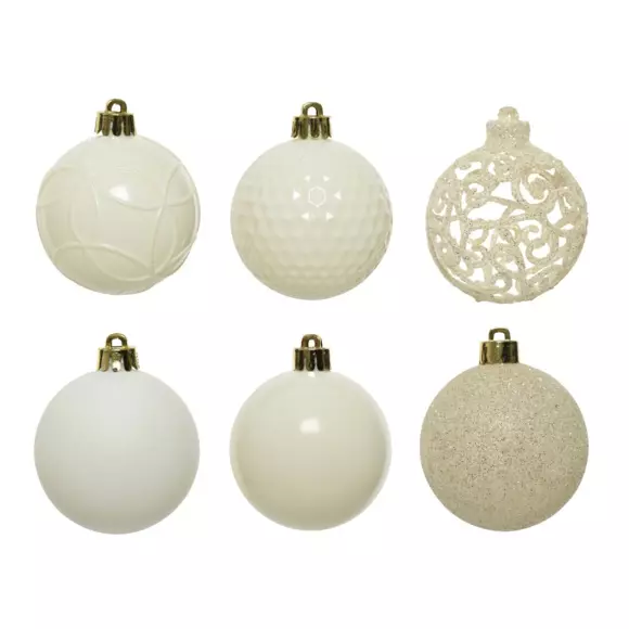 Lot de 37 boules de Noël (D60 mm) Alpine mix Blanc laine 2
