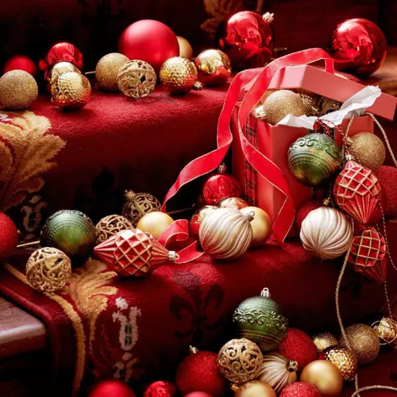 Set van 37 kerstballen (D60 mm) Alpine mix Goud 3