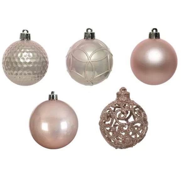 Lote de 37 bolas de Navidad (D60 mm) Alpine Mix Rosa palo 2