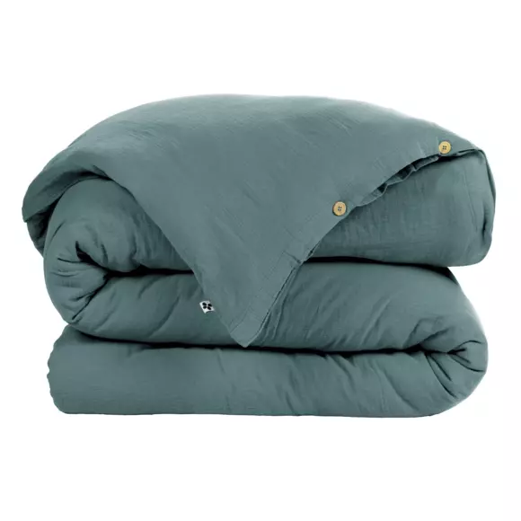 Housse de couette gaze de coton (260 cm) Gaïa Bleu canard 2
