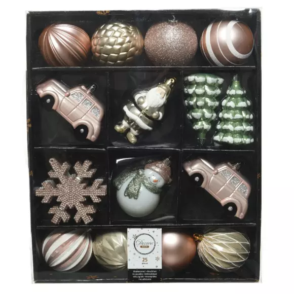 Kit kerst hangdecoratie Tradition salie groen/parelmoer/ poederroze 2