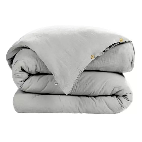 Housse de couette gaze de coton (200 cm) Gaïa Gris nuage 2