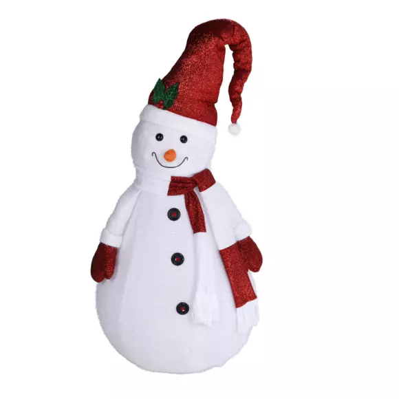 Bonhomme de neige pliable lumineux à piles H140 cm rouge 3