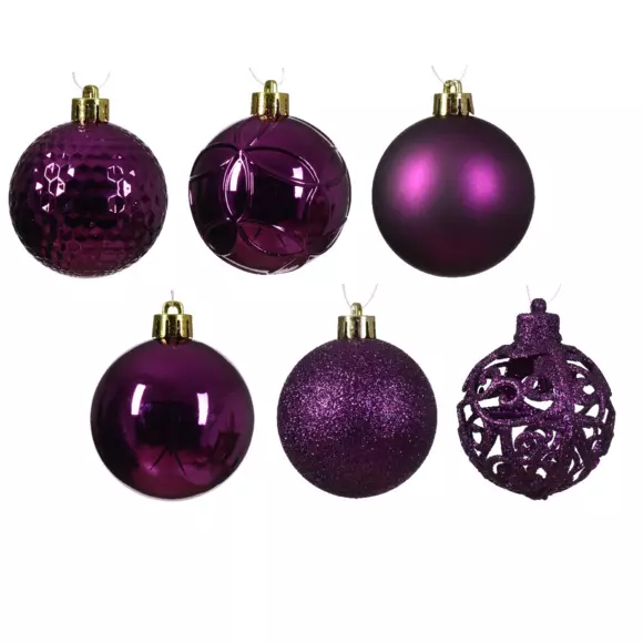 Lot de 37 boules de Noël (D60 mm) Alpine Mix Violet 2