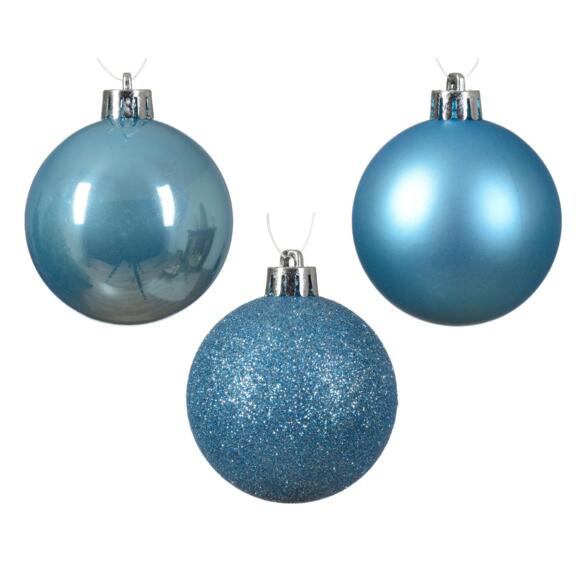 Confezione di  30 palline di Natale Alpine assortite Blu scintillante 2
